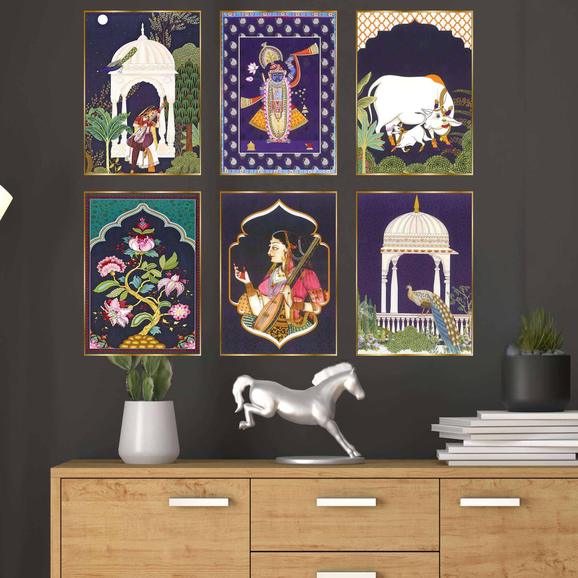 Set of Six Wall Paintings for Wall Dacoration Golden Framed Wall Paintings for Living Room & Bedroom Wall Art for Home Decoration & Office Wall Décor (13x10 inch CH-GD6-3) - Image 2